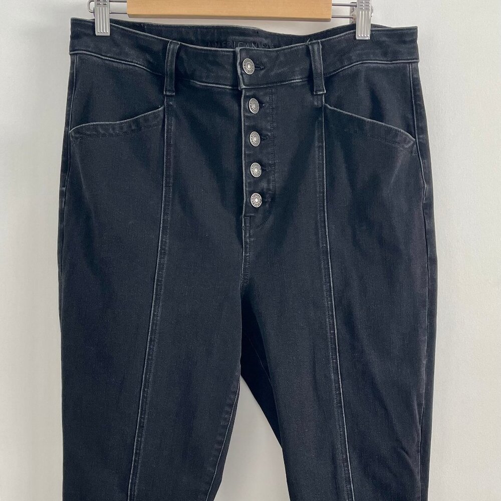 American Eagle Jeans Women's Size 16 Long High Rise Dark Gray Washed Black